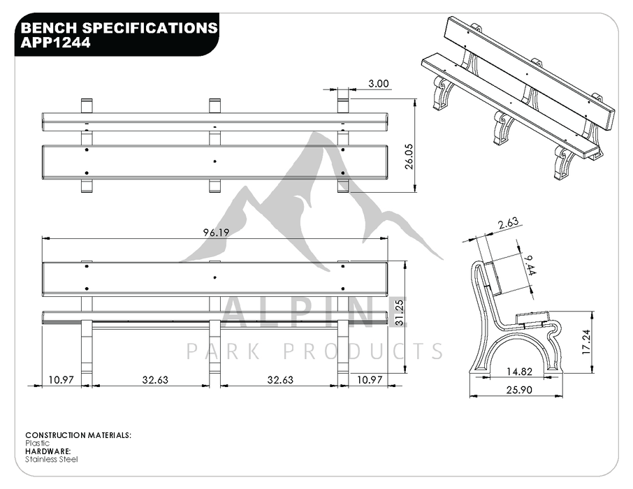 Providence Backless Benches with Recycled Plastic Frame