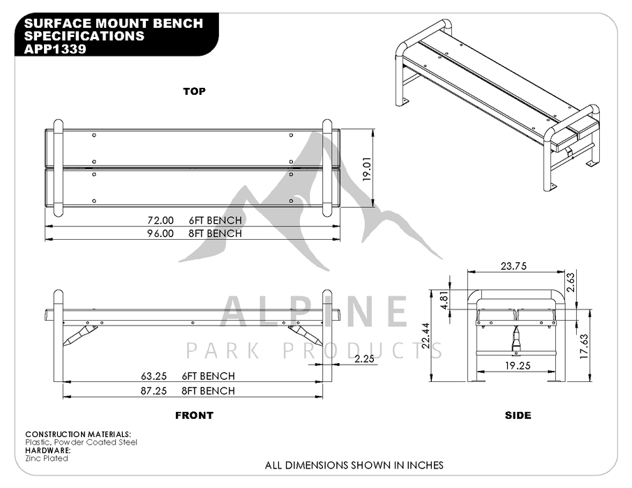 Modern Backless Bench