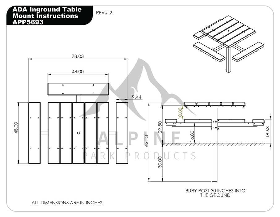 Providence Square Pedestal Wheelchair Accessible Picnic Table