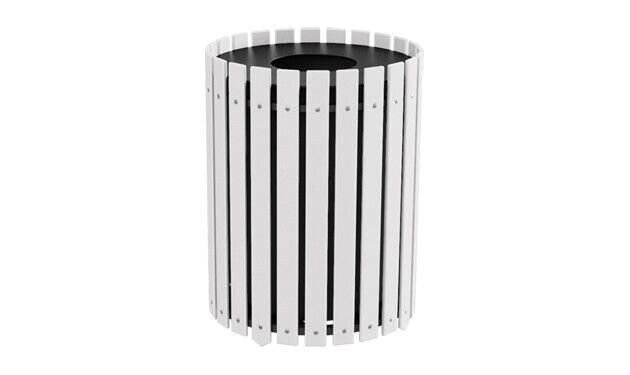 Round Slatted Trash Receptacle